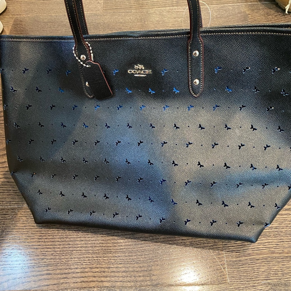 Coach Black Leather Tote Bag